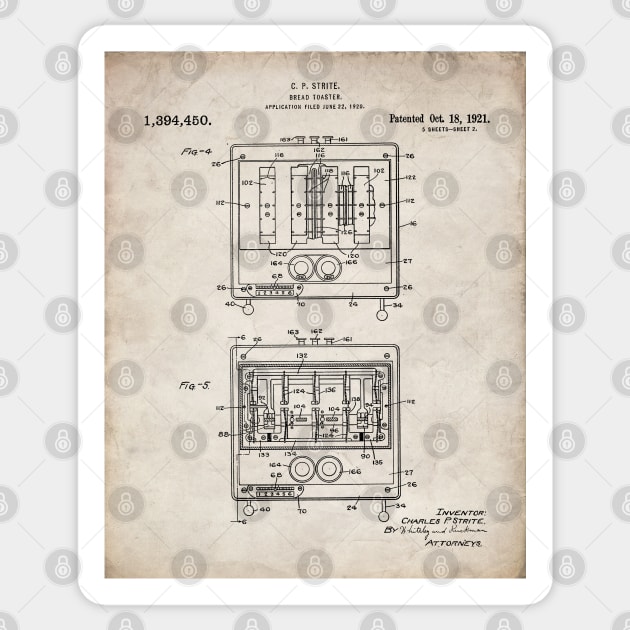 Toaster Patent - Baker Chef Kitchen Diner Decor Art - Antique Sticker by patentpress